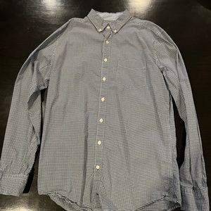 Mens American Eagle, Button-down shirt, Medium Tall, navy blue checkered.